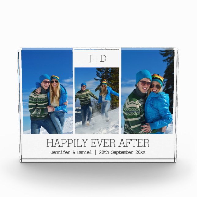 Personalised 3 Photo Collage Monogrammed Wedding (Front)