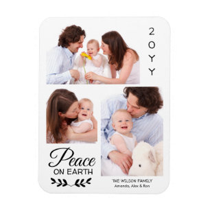 Personalised 3 Photo Collage Peace on Earth Magnet