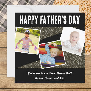 Personalised 3 Photo Collage Stylish Father's Day Holiday Card