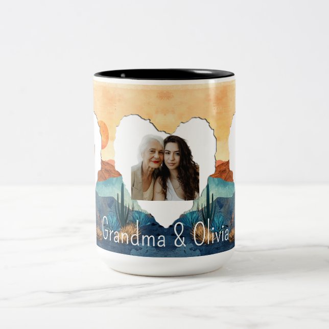 Personalised 3 Photo Cup with Custom Text (Center)