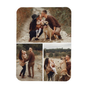 Personalised 3 Photo Grid Gallery Collage Family Magnet