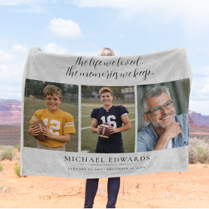 Personalised 3 Photo Memorial Sympathy Gift Fleece Blanket