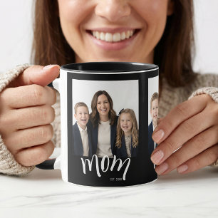 Personalised 3 Photo Mum Kids Year Established Mug