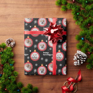 Personalised 3 Photo Pet Dog Happy Howlidays Wrapping Paper