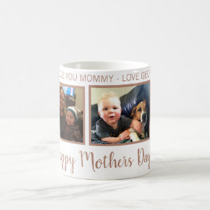 personalised 3 PHOTO ROSE GOLD mothers day mug