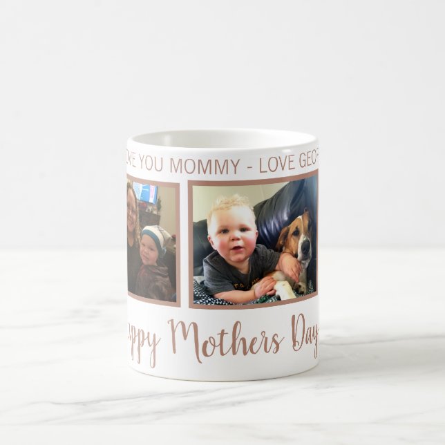 personalised 3 PHOTO ROSE GOLD mothers day mug (Center)