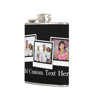 Personalised 3-Photo Snapshot Frames Custom Colour Hip Flask