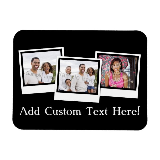 Personalised 3-Photo Snapshot Frames Custom Colour Magnet (Horizontal)