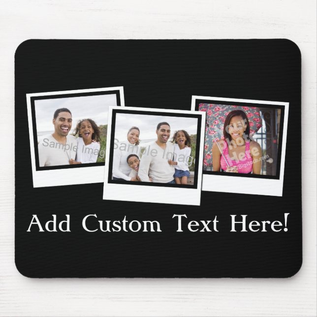 Personalised 3-Photo Snapshot Frames Custom Colour Mouse Pad (Front)