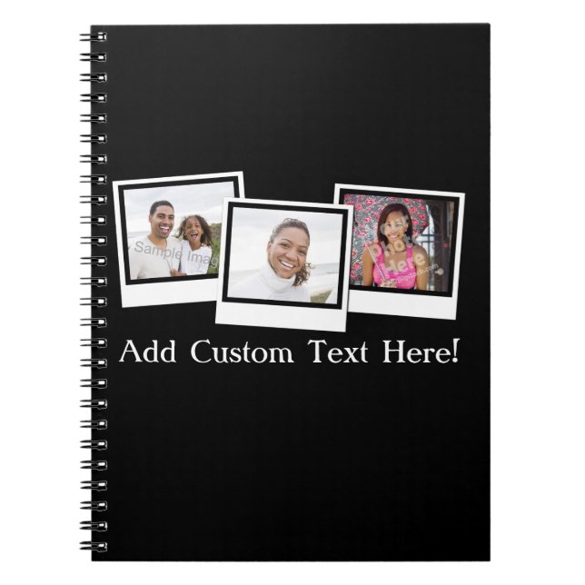 Personalised 3-Photo Snapshot Frames Custom Colour Notebook (Front)