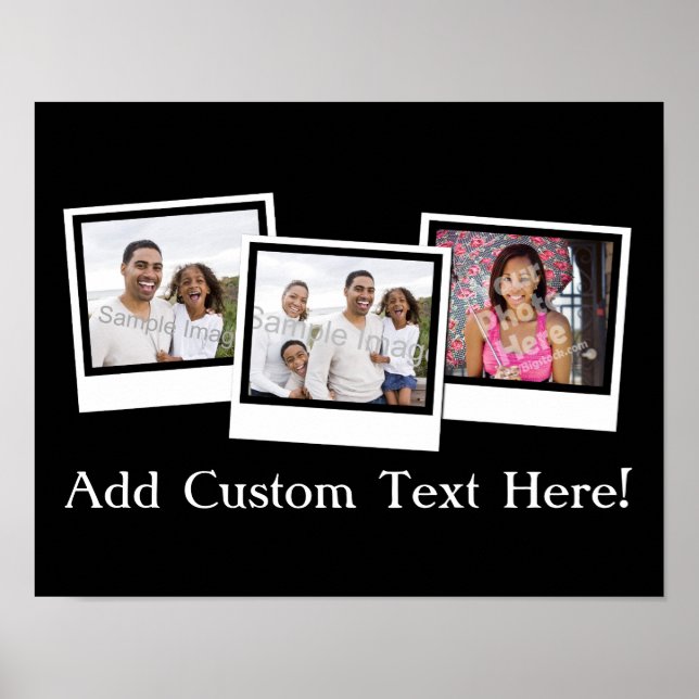 Personalised 3-Photo Snapshot Frames Custom Colour Poster (Front)