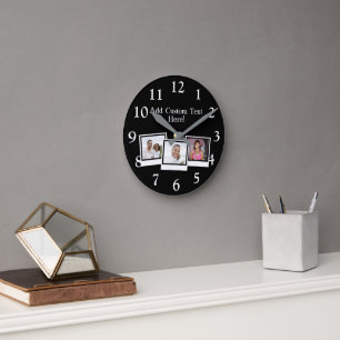 Personalised 3-Photo Snapshot Frames Custom Colour Round Clock