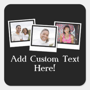 Personalised 3-Photo Snapshot Frames Custom Colour Square Sticker