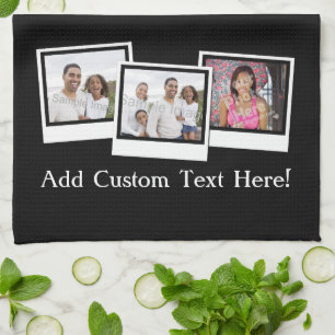 Personalised 3-Photo Snapshot Frames Custom Colour Tea Towel