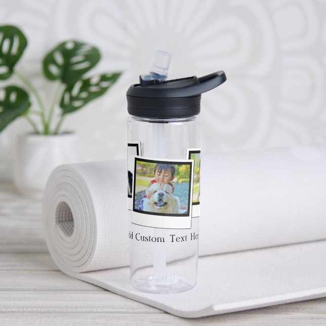 Personalised 3-Photo Snapshot Frames Custom Colour Water Bottle (Yoga)