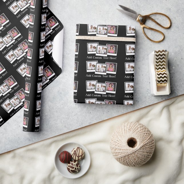 Personalised 3-Photo Snapshot Frames Custom Colour Wrapping Paper (Crafts)