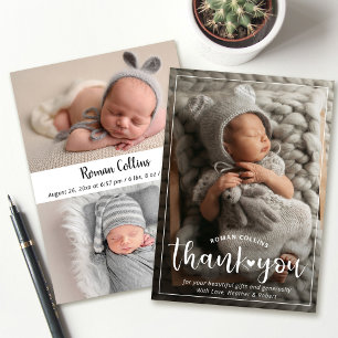 Personalised 3 Photo Thank You Birth Announcement