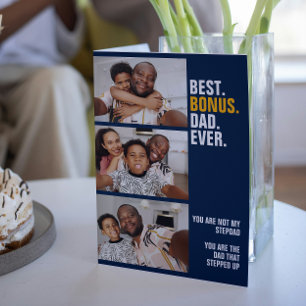 Personalised 3 Photo The Dad That Stepped Up Card