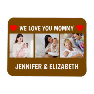Personalised 3 Photo We Love You Mummy Navy  Magnet
