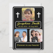 Personalised 3 Photos Funeral Invitation