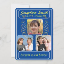 Personalised 3 Photos Funeral Memorial Invitation