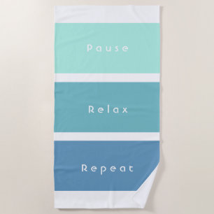 Personalised 3 Words Custom Message Green Blue Beach Towel