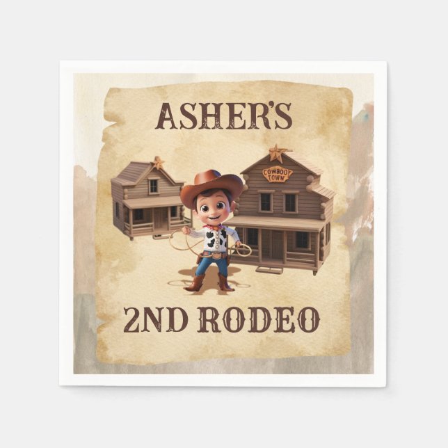 Personalised 3D Cowboy Western Rodeo Party Napkin (Front)
