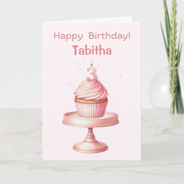Personalised 3rd Birthday Cupcake Card (Front)