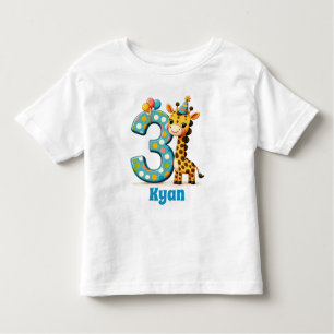 Personalised 3rd Birthday Giraffe Toddler T-Shirt