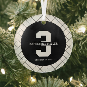 Personalised 3rd Birthday Modern and Elegant   Glass Tree Decoration