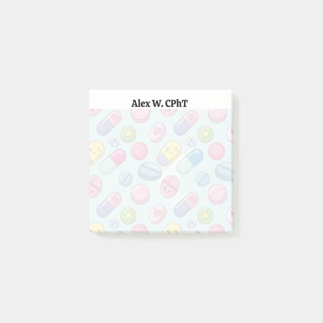 Personalised 3x3 Pharmacy Sticky Notes, Funny Post-it Notes (Front)