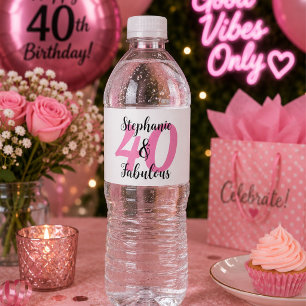 Personalised 40 & Fabulous Water Bottle Labels