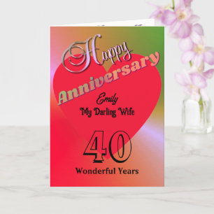 Personalised 40th Anniversary Card For Wife