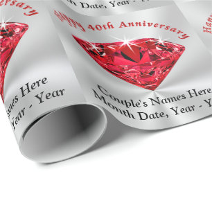 Personalised 40th Anniversary Gift Wrapping Paper