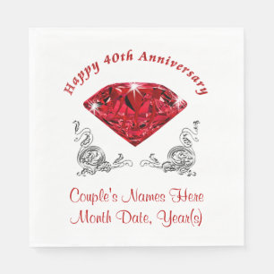 Personalised 40th Anniversary Napkins, Ruby Napkin