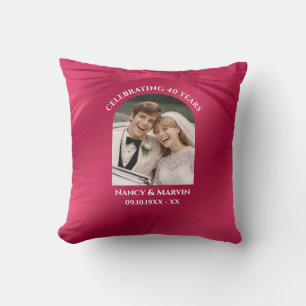 Personalised 40th Anniversary Now & Then Photo Cushion