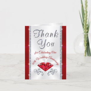 Personalised, 40th Anniversary Thank You Cards