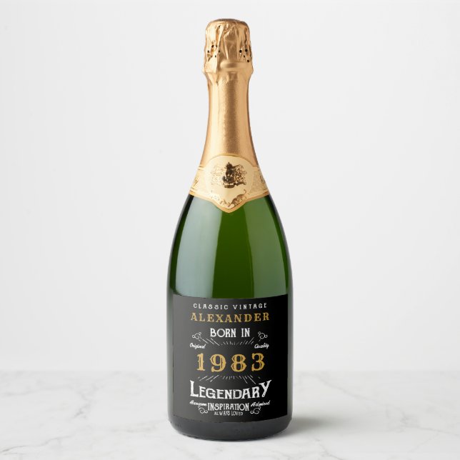 Personalised 40th Birthday 1983 Add Name Legendary Sparkling Wine Label (Front)
