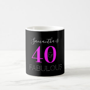 Personalised 40th Birthday 40 Fabulous Neon Pink Coffee Mug