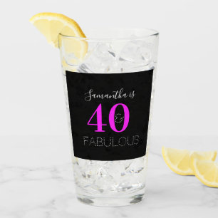 Personalised 40th Birthday 40 Fabulous Neon Pink Glass