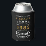 Personalised 40th Birthday Add Name Year Legendary Can Cooler<br><div class="desc">Personalised birthday add any year and name can cooler. Edit the name and year with the template provided. A wonderful custom black birthday idea. More gifts and party supplies available with the "Legendary" design in the store. More gifts and party supplies available with the "Legendary" design in the store.</div>