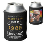 Personalised 40th Birthday Add Name Year Photo Can Cooler<br><div class="desc">Personalised birthday add any year and name can cooler. Edit the name, year and photo with the template provided. A wonderful custom black birthday idea. More gifts and party supplies available with the "Legendary" design in the store. More gifts and party supplies available with the "Legendary" design in the store....</div>