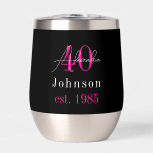 Personalised 40th Birthday Black Hot Pink