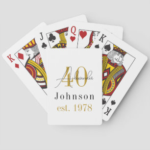 Personalised 40th Birthday Black White and Gold Playing Cards