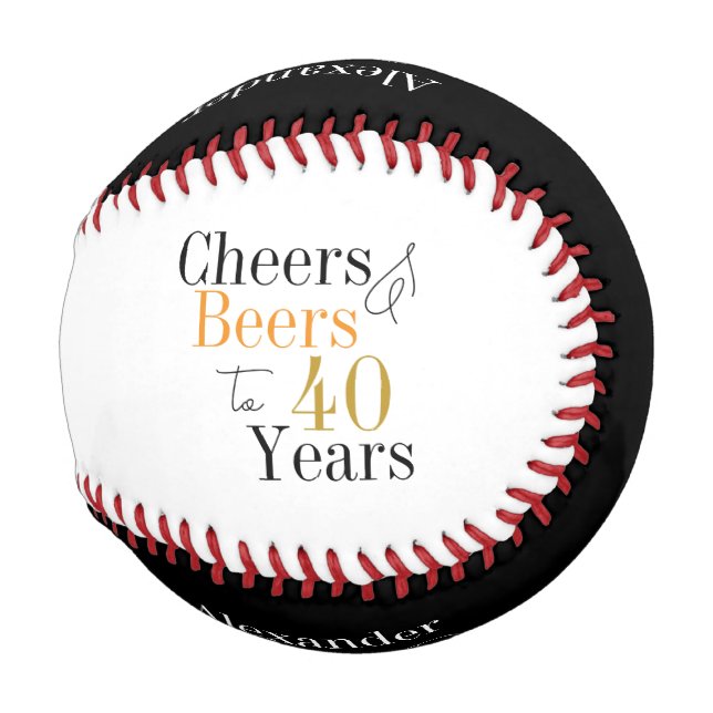 Personalised 40th Birthday Cheers Beers Minimal Baseball (Front Right)