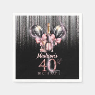 Personalised 40th Birthday Luxury champagne Napkin