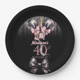 Personalised 40th Birthday Luxury champagne Paper Plate