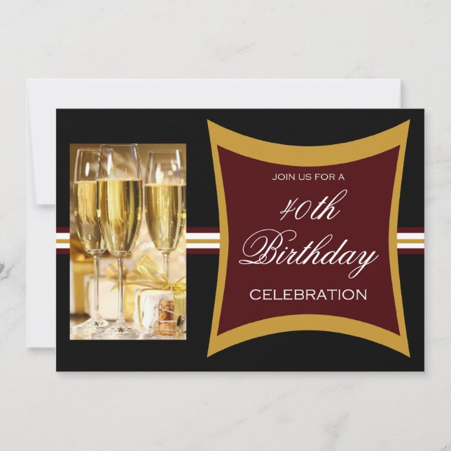 Personalised 40th Birthday Party Invitations (Front)