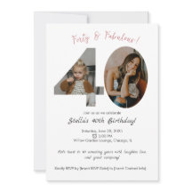 Personalised 40th Birthday Photo Invitation