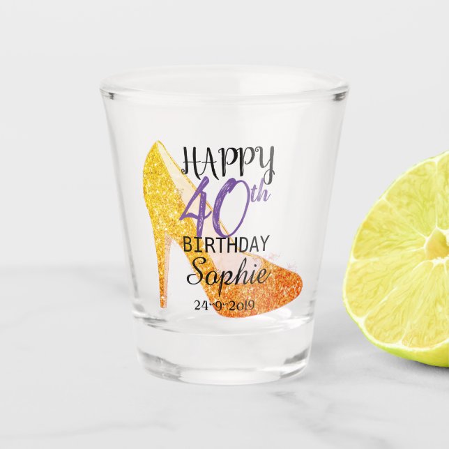 Personalised 40th Birthday Shot Glass (Front)
